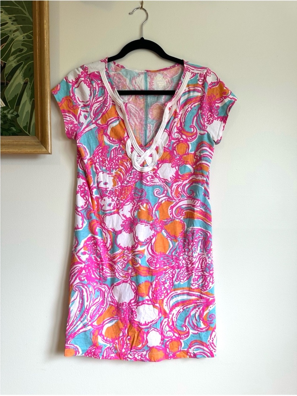 Lilly Pulitzer Feeling Tanked Brewster Dress Short Sleeves Womens Medium Pink